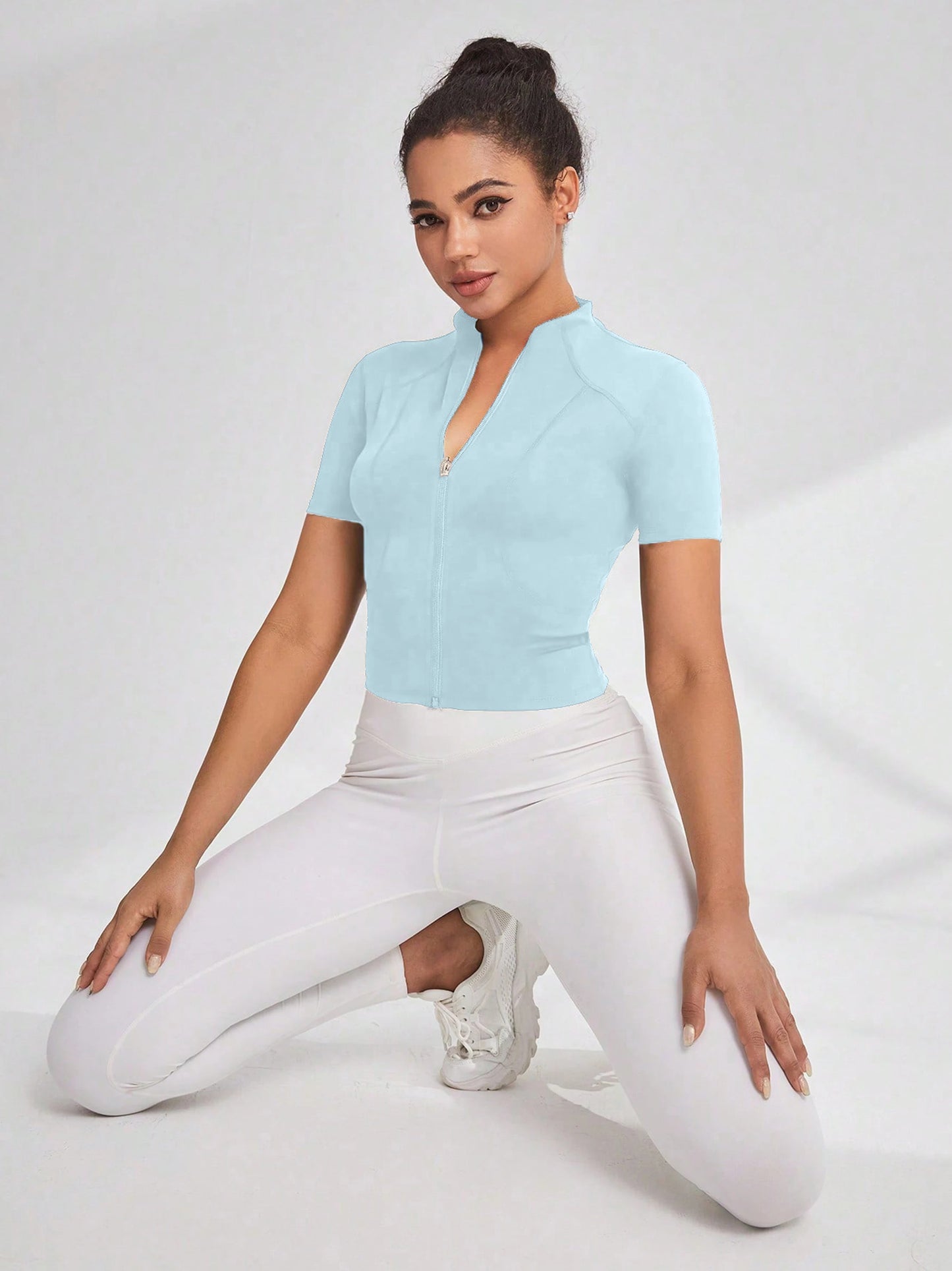 Women’s Yoga & Cycling Top – Zipper Sports T-Shirt
