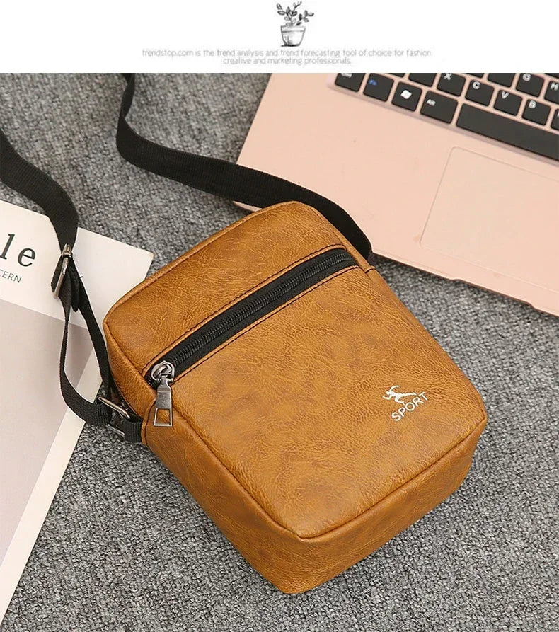 Vintage Messenger Bag Men PU Leather Business Worker Shoulder Bag Brown Black Man Crossbody Bag Male Handbag Gift for Husband