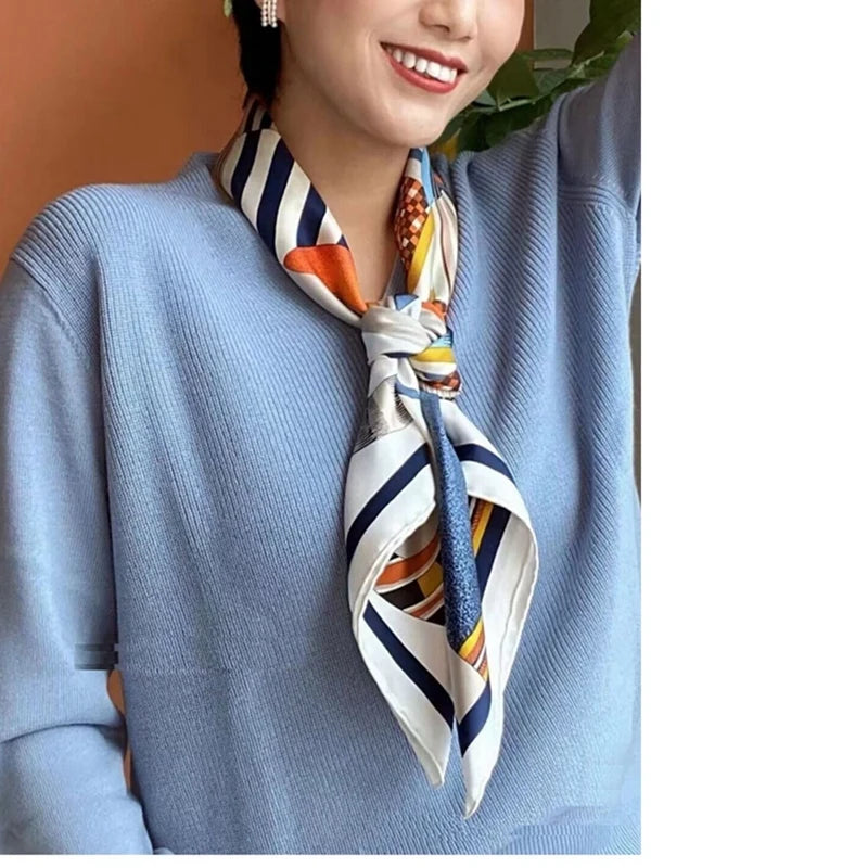 100% Silk Square Scarf – Fashion Neckerchief & Shawl 88cm