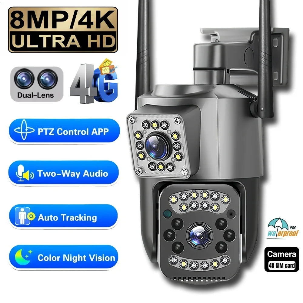 8MP 4G Dual Lens Outdoor CCTV Security Camera