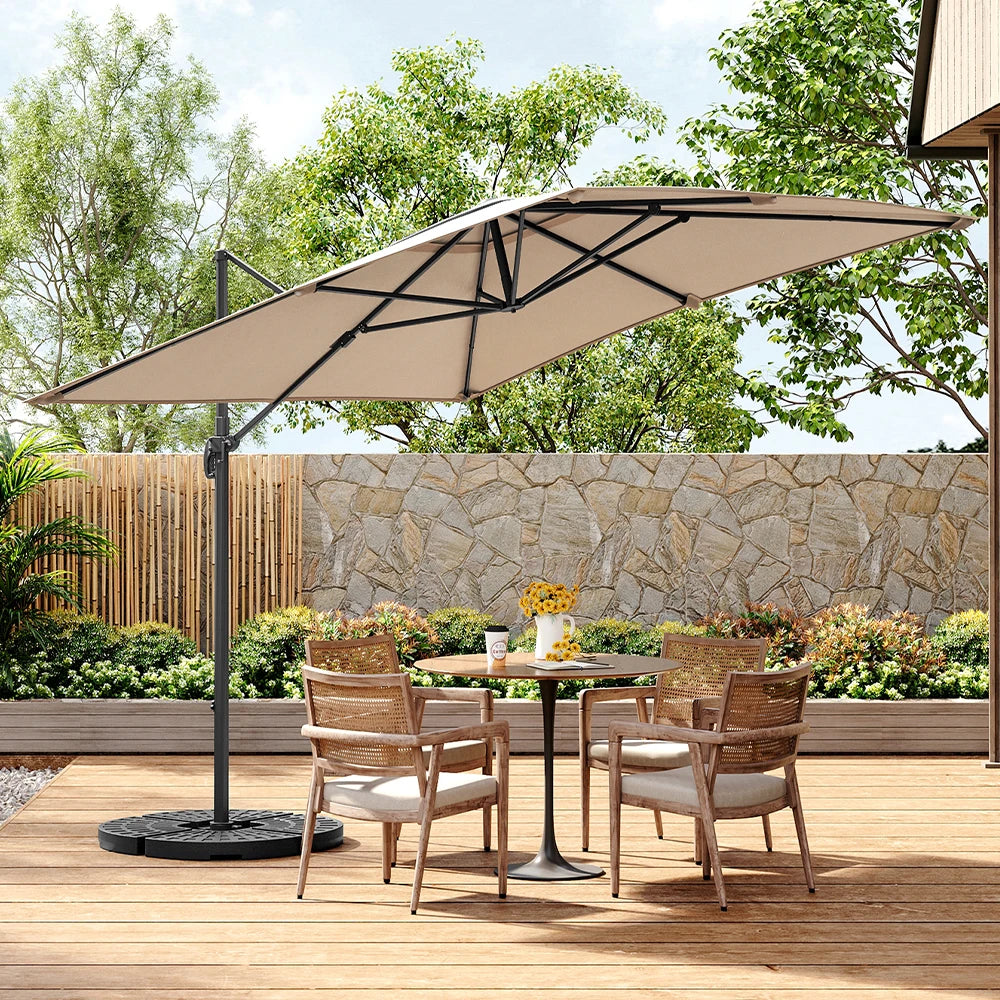 Breeins 3M Tilting Aluminium Cantilever Parasol – Dark Grey