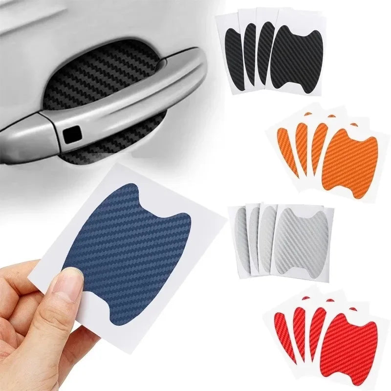 4Pcs Car Door Handle Protective Film Carbon Fiber Stickers