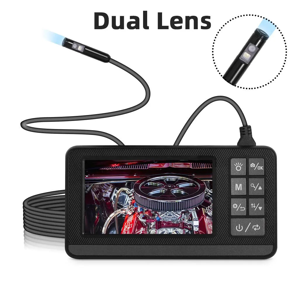 Dual Lens Industrial Endoscope Camera with Screen IP67