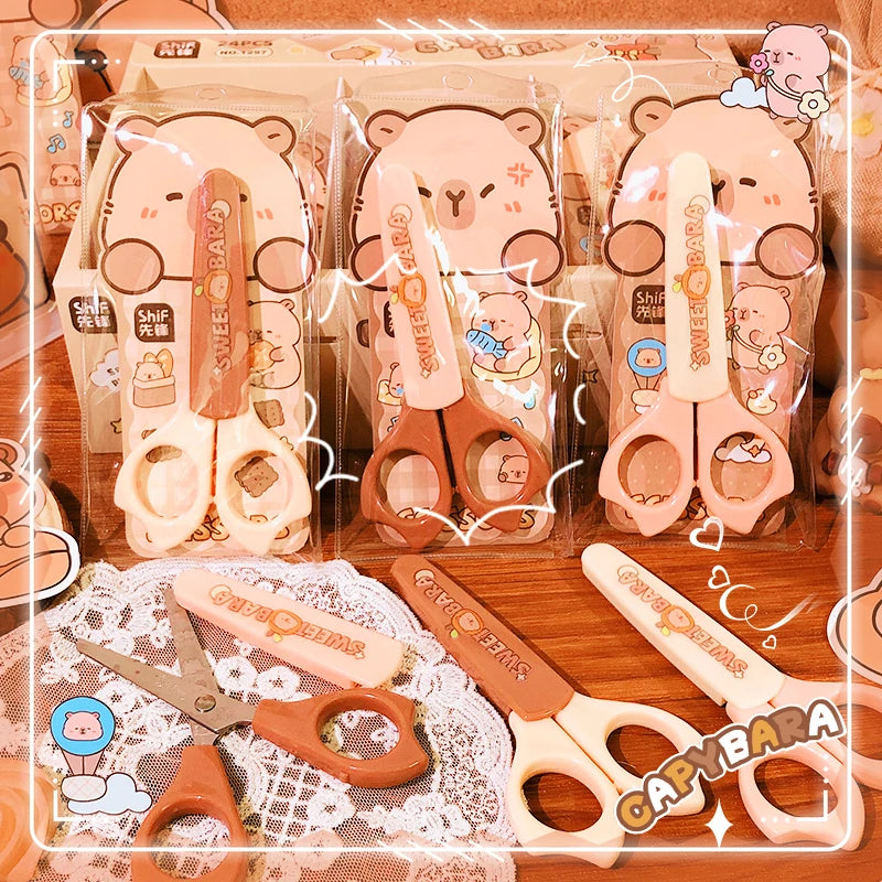 school supplies kawaii stationery scissors office supplies and school acsesories cute capybara mini scissors Pretty stationery