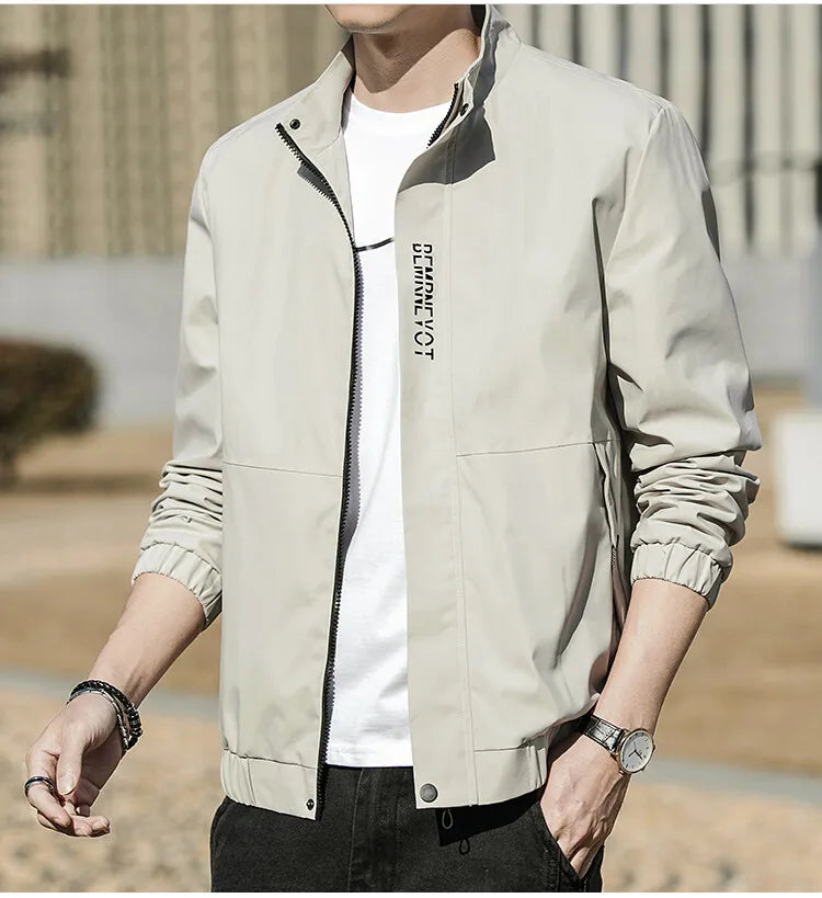 Men’s Autumn Stand Collar Jacket – Korean Style