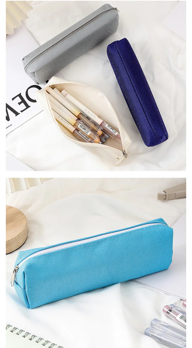 Simple Pencil Case School Supplies Pencil Cases Solid Color School Stationery Pencil Pouch Back To School