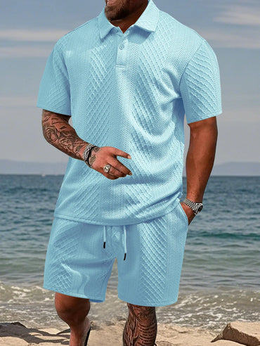 Men’s Summer Jacquard Polo Shirt – Casual Short Sleeve