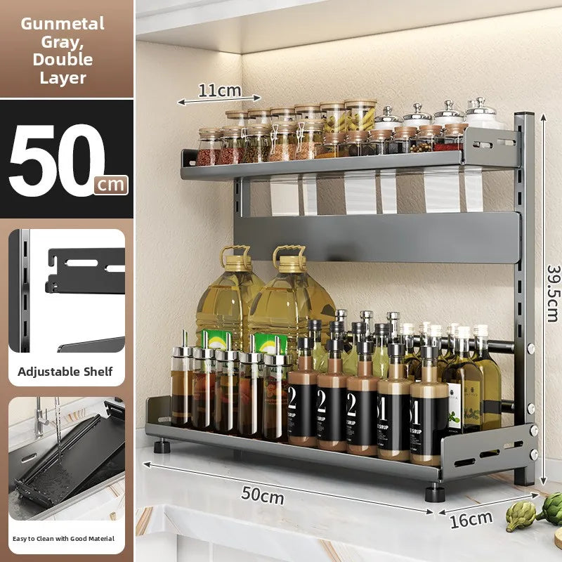 Multi-Layer Kitchen Storage Rack Carbon Steel for Spices and Tools