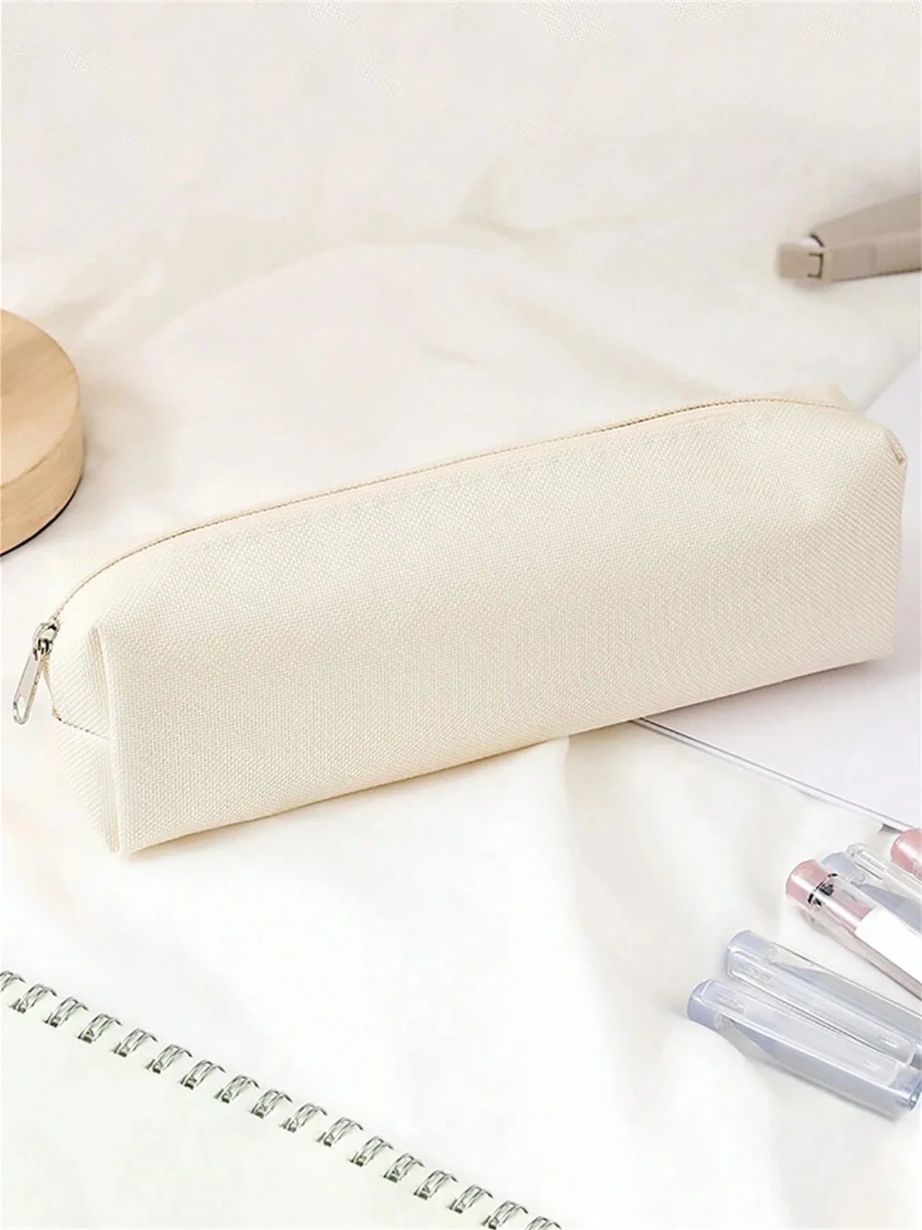 Simple Pencil Case School Supplies Pencil Cases Estuche Escolar Solid Color School Stationery Kalemlik Trousse Pencil Pouch-LJX