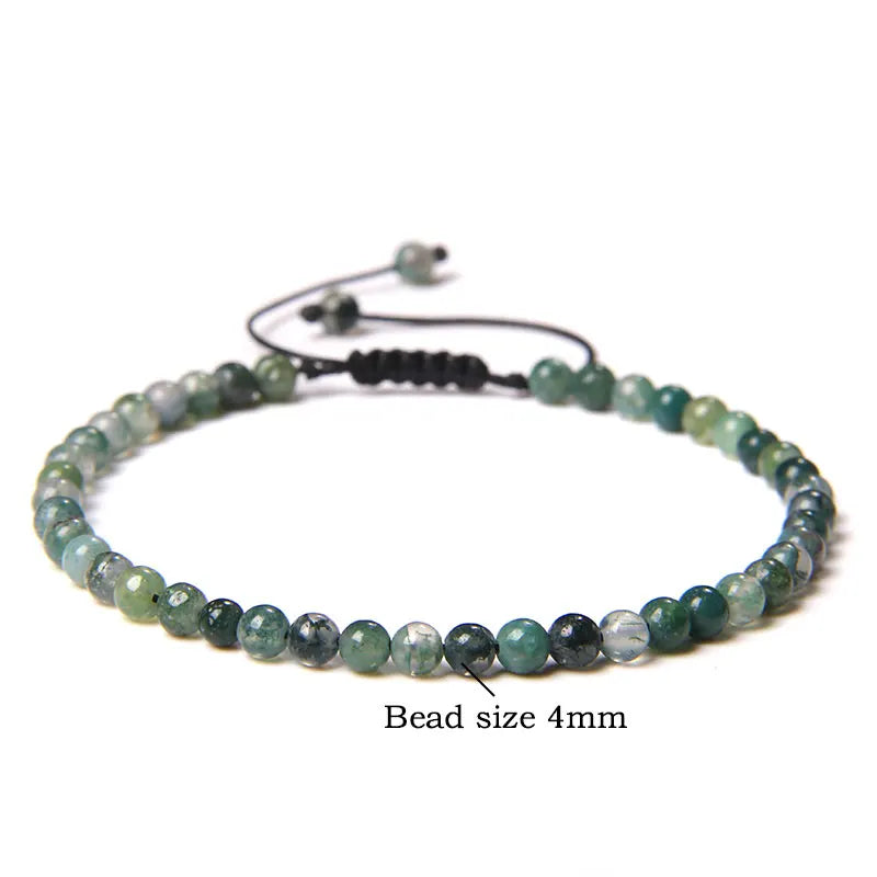 4MM Natural Stone Beaded Bracelet – Adjustable Unisex Quartz