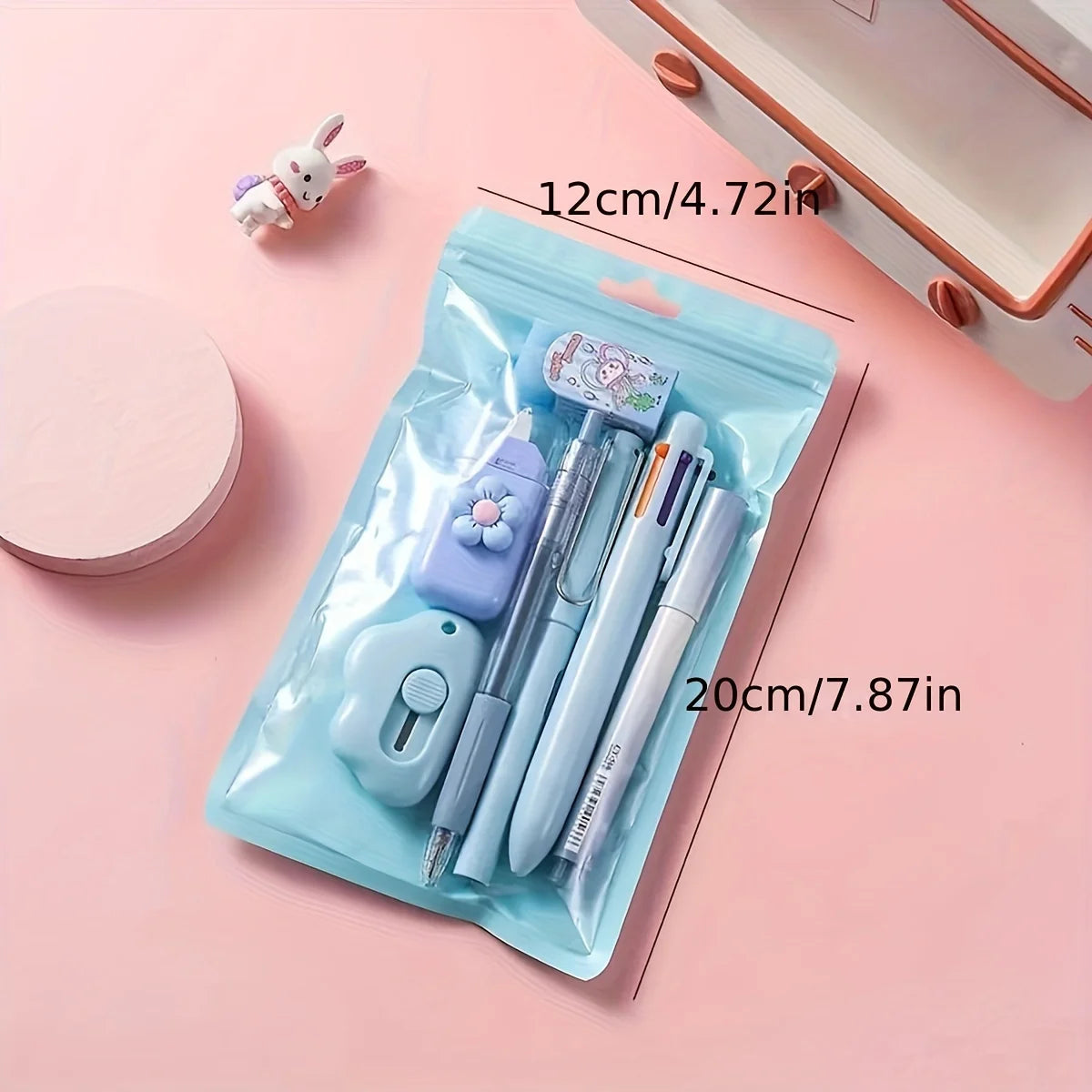 7pcs/set Cute School Supplies Gift Box - Durable and Diverse Stationery Set, Suitable for Students to Use