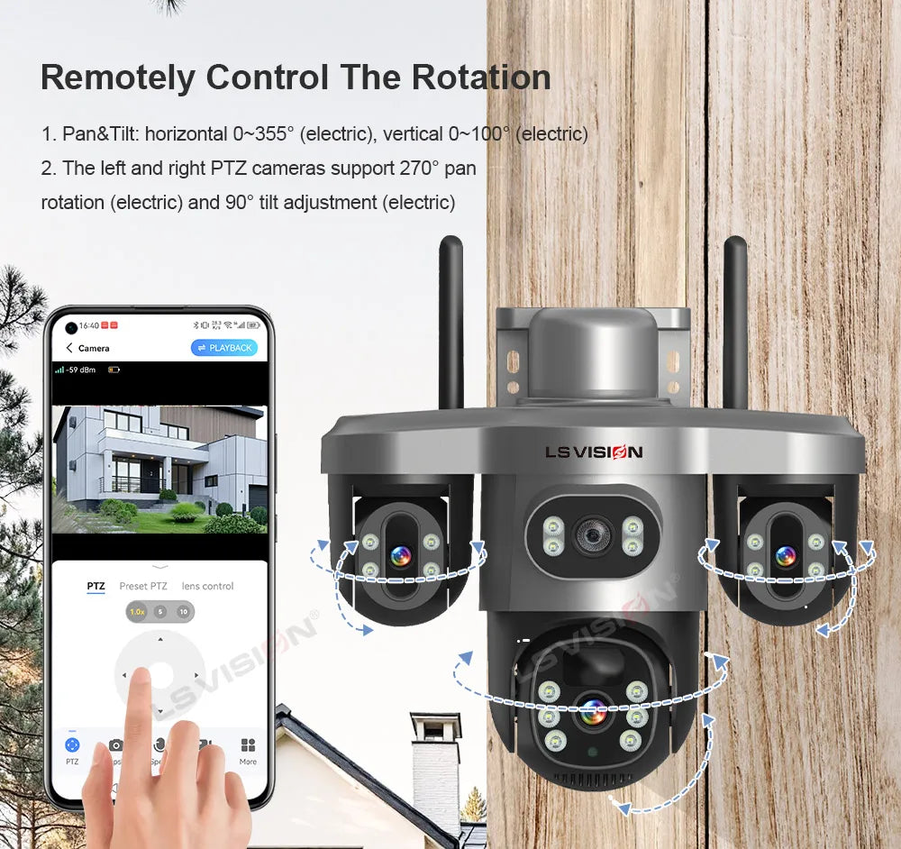 LS VISION V380 Pro 4G Solar PTZ Security Camera 15MP