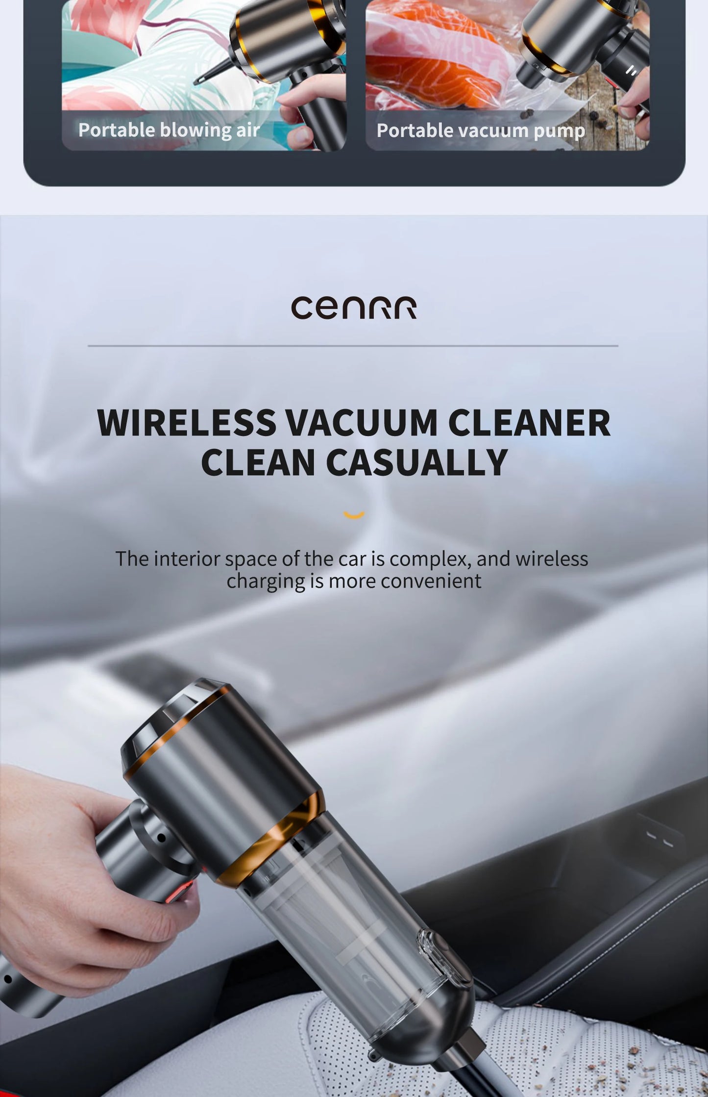 CENRR 998000PA Cordless Mini Car Vacuum Cleaner