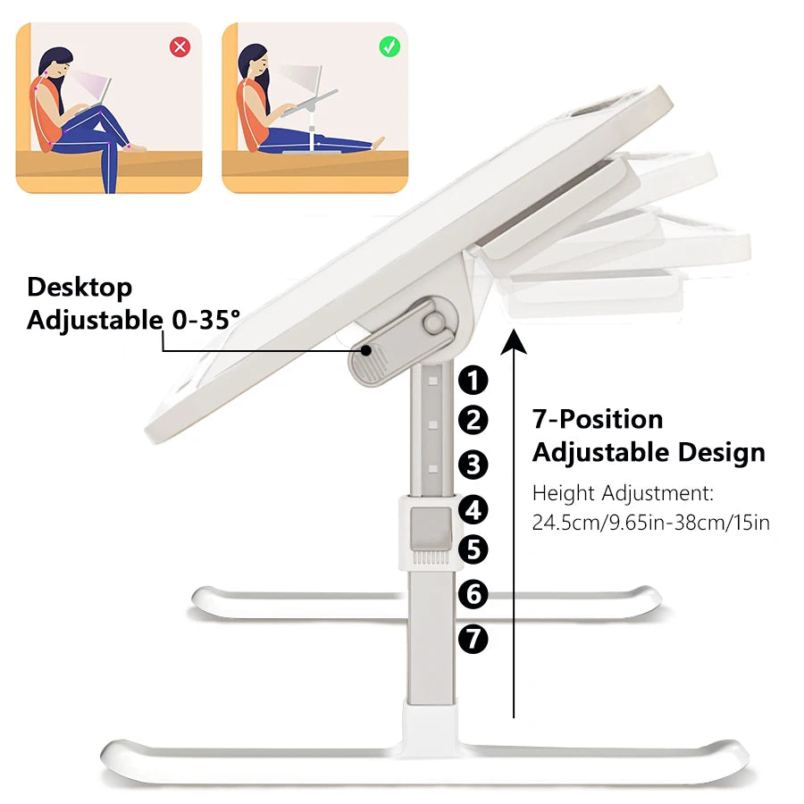 Adjustable Folding Laptop Desk – Bed & Floor Use