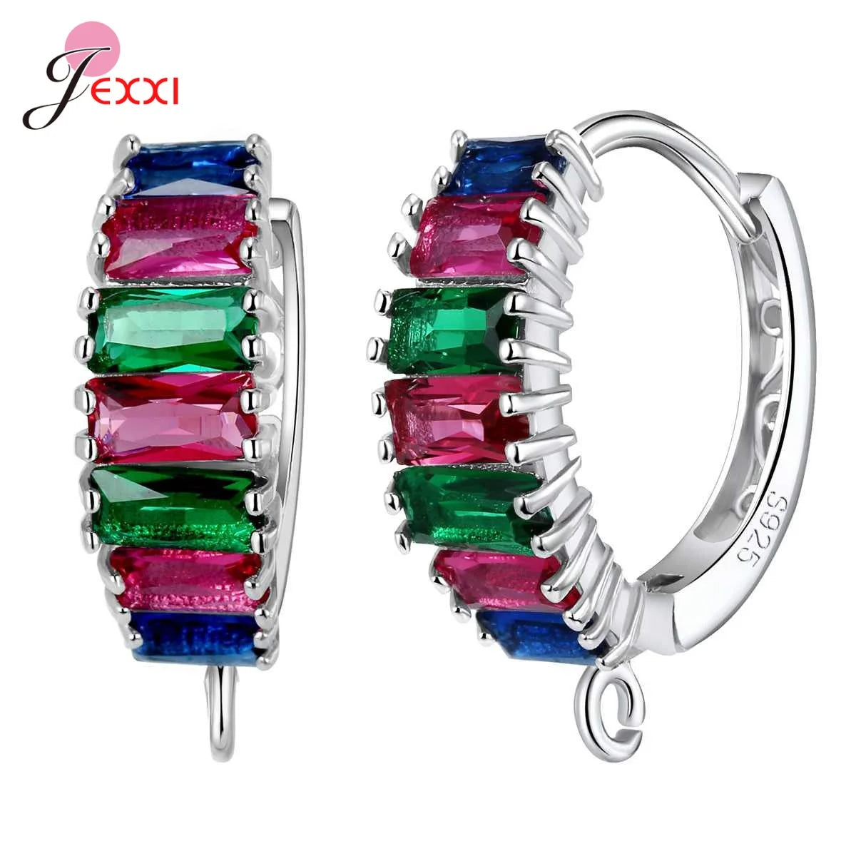 Trendy 925 Sterling Silver Earring Hooks For DIY Jewelry Makings Cubic Zirconia Earring Clasps Accessories