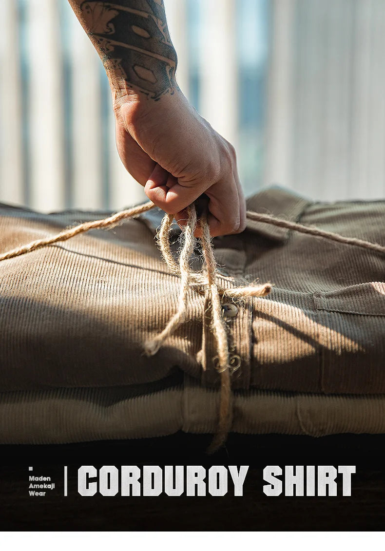 Men’s Corduroy Long Sleeve Casual Slim Fit Shirt