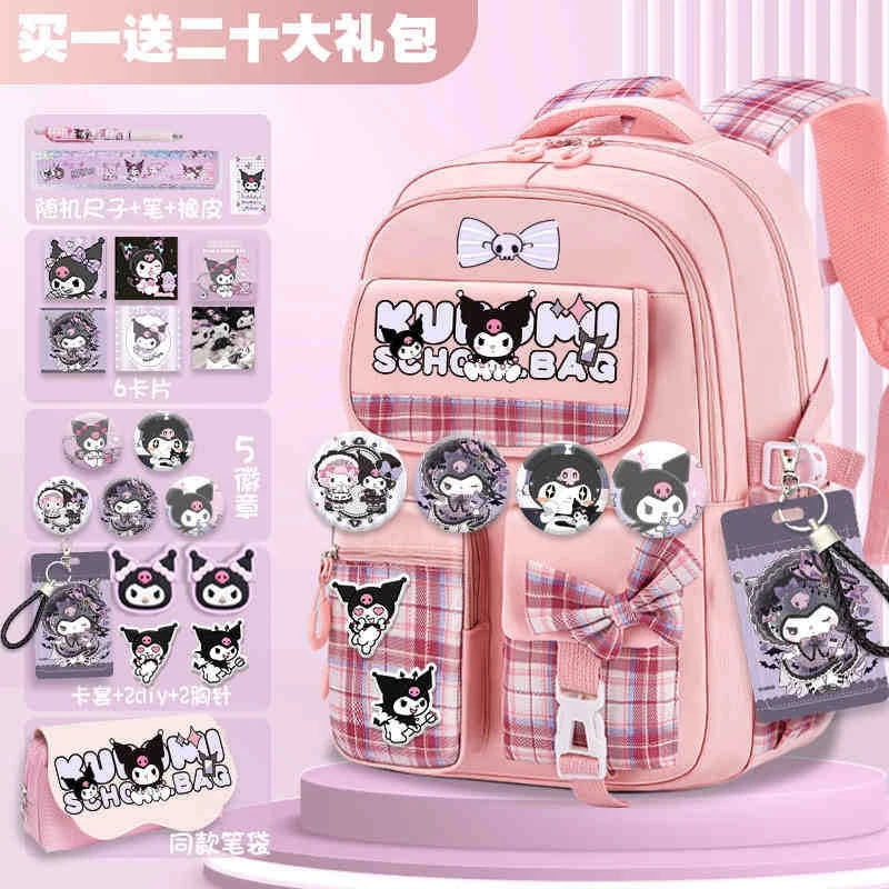 Sanrio Kuromi Schoolbag Girls' new 2024 high-volume spine-protecting light school backpack for grades 3-9