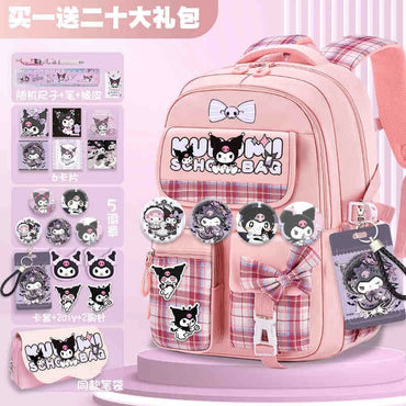 Sanrio Kuromi Schoolbag Girls' new 2024 high-volume spine-protecting light school backpack for grades 3-9
