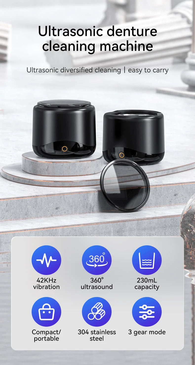 Ultrasonic Cleaner for Dentures 42-45KHz Professional Ultrasonic Cleaning Machine for All Dental Jewelry Watche Household Washer