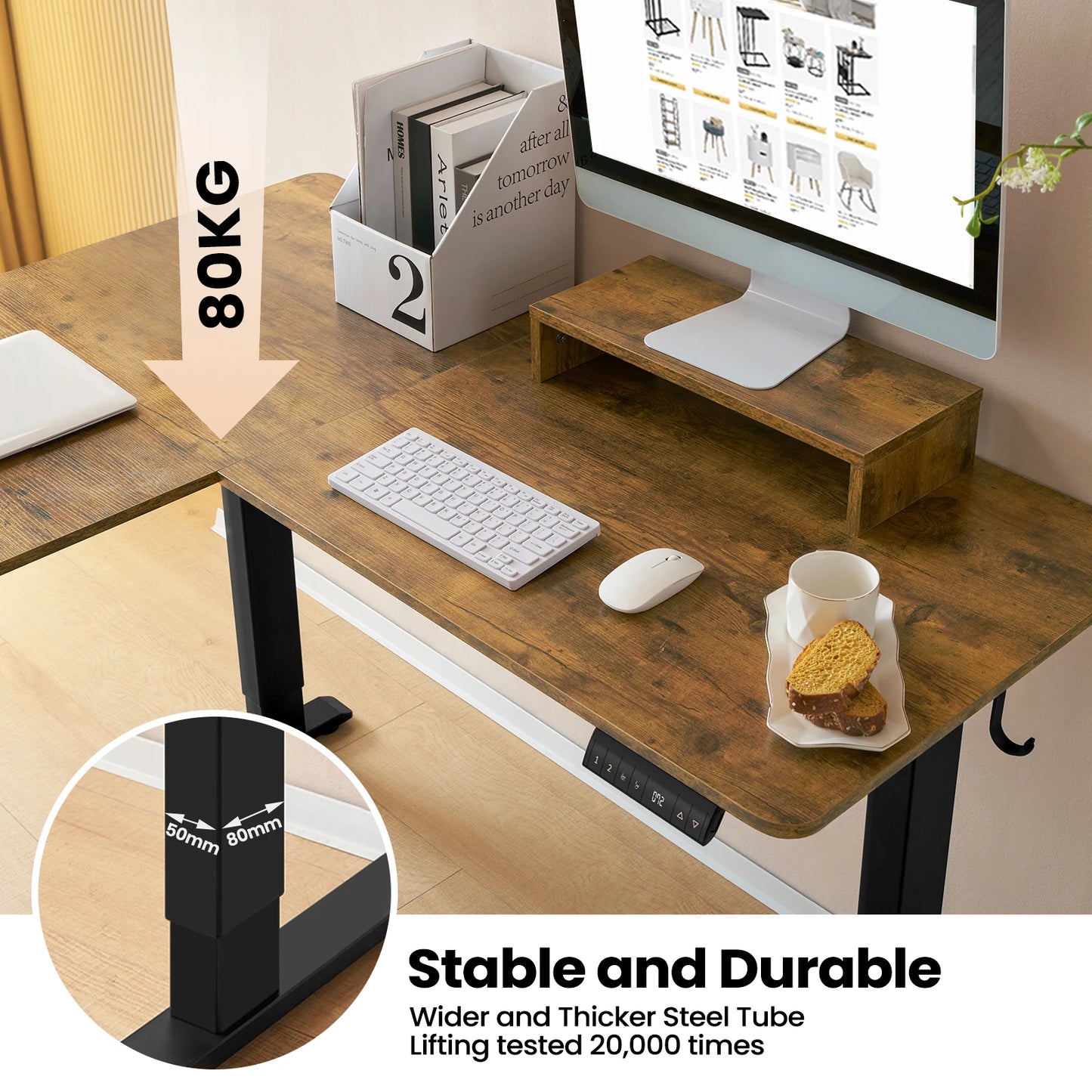 Electric L-Shaped Sit Stand Desk – 140x120cm Adjustable