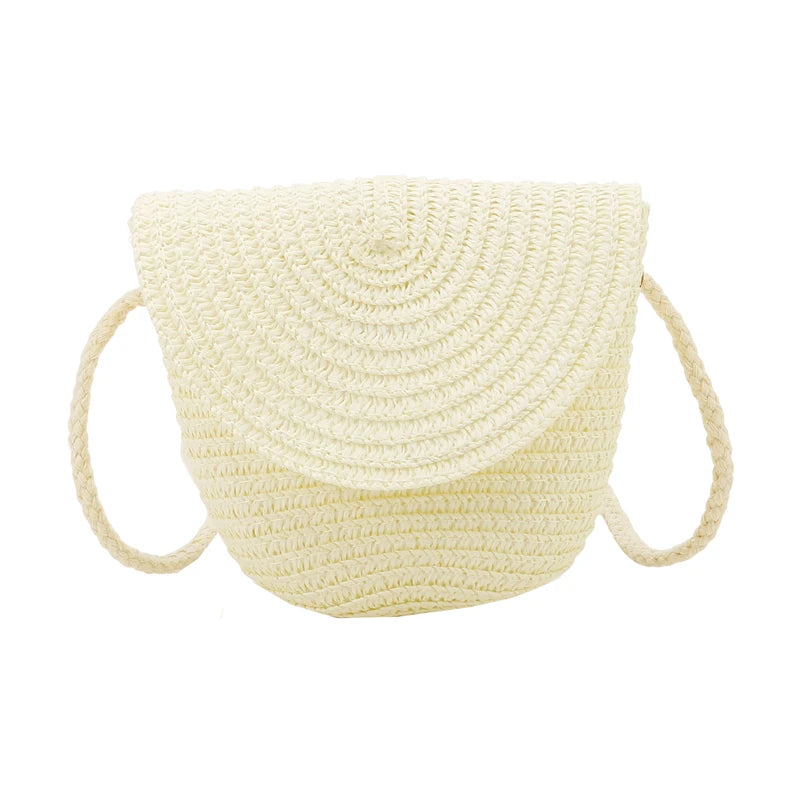 Girls’ Woven Straw Crossbody Shoulder Messenger Bag