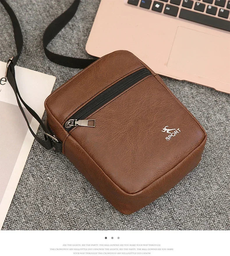 Vintage Messenger Bag Men PU Leather Business Worker Shoulder Bag Brown Black Man Crossbody Bag Male Handbag Gift for Husband