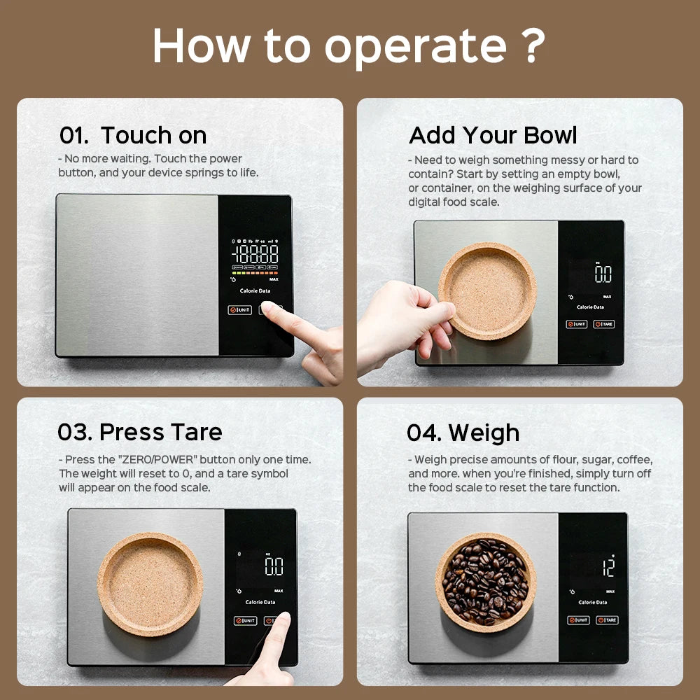 Digital Kitchen Scale 5kg – Smart Nutrition Food Scale