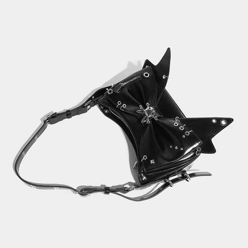 Spice Girl Rivet Bolsos Mujer Motorcycle Bow Bag Underarm Shoulder Bags American Style Sac Femme New Adjustable Strap Bolso