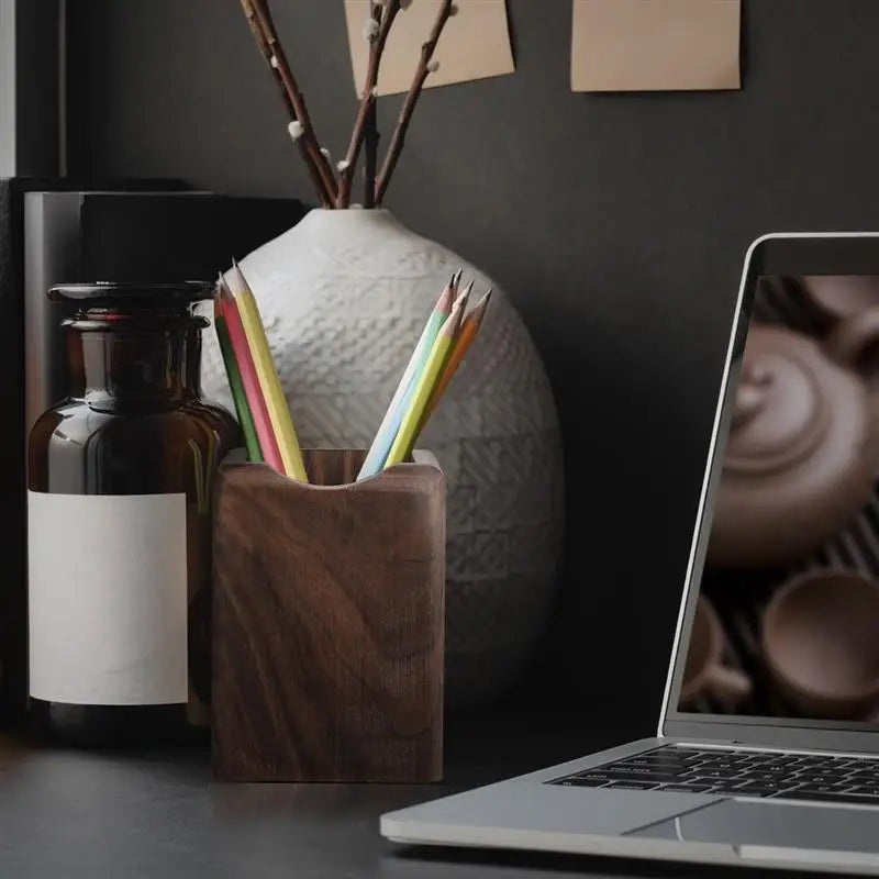 Wooden Material Desk ganizer Pen Holder Storage Box Pencil Case Stationery Tray Office Supplies School Accessories