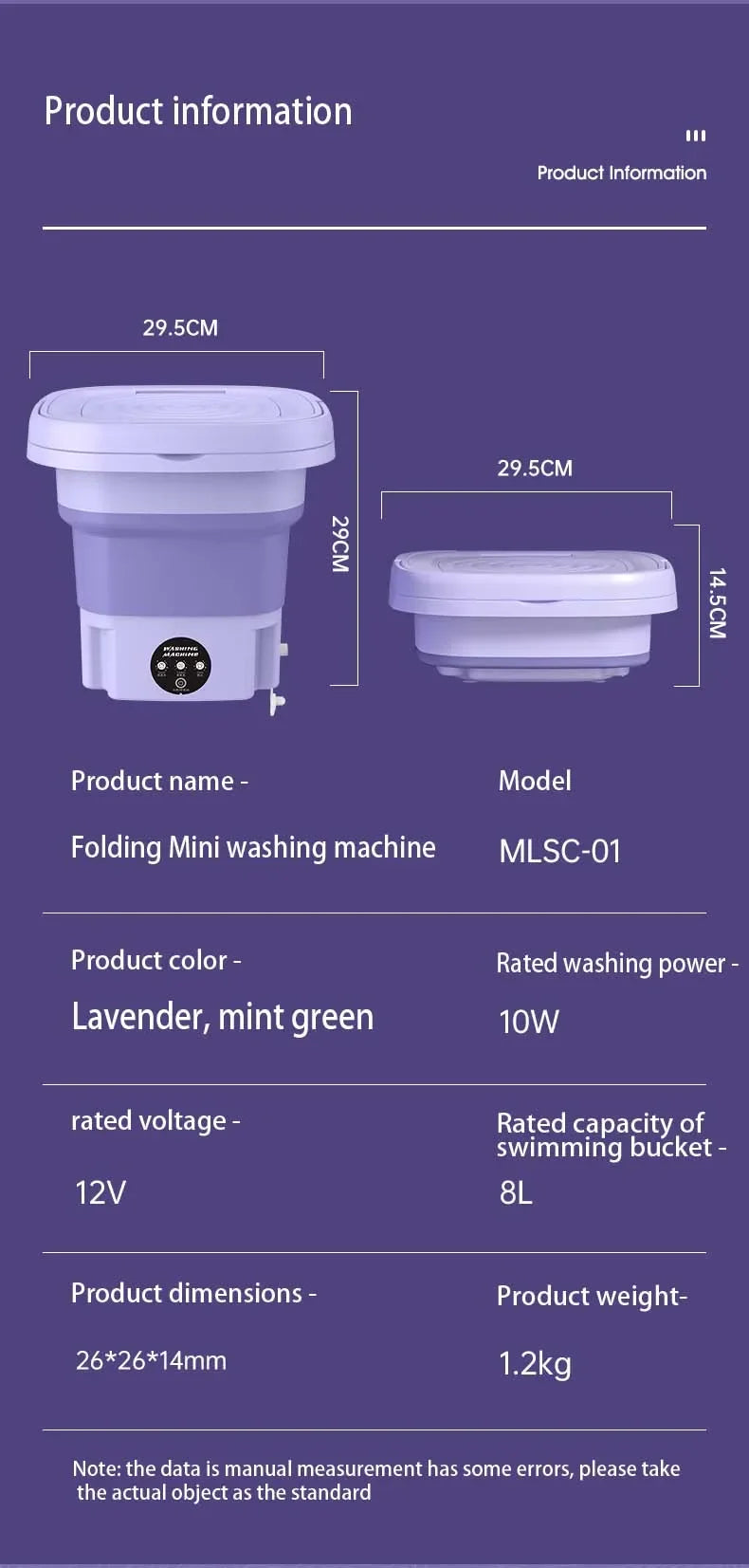 8L Portable Folding Mini Washing Machine