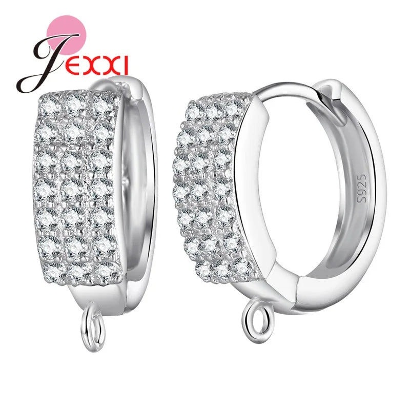 Trendy 925 Sterling Silver Earring Hooks For DIY Jewelry Makings Cubic Zirconia Earring Clasps Accessories