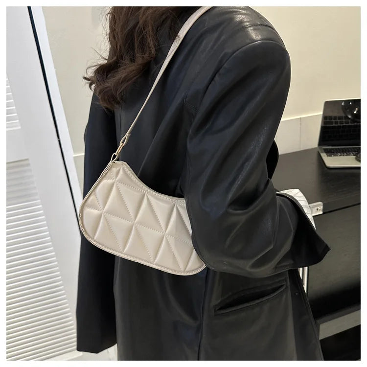 Vintage Fashion Versatile New Women's Bags Solid Rhombic High-End Texture Simple Generous Temperament Crossbody Shoulder