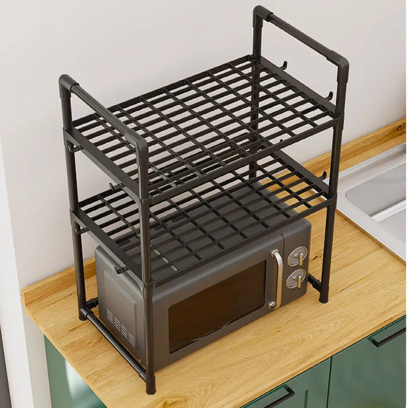 2-Tier Kitchen Microwave Storage Rack Condiment Organizer