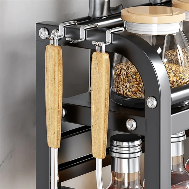 SOFT-Multi-Layer Stainless Steel Kitchen Storage Rack - Seasoning, Chopsticks, Knife & Jar Organizer For Household Use