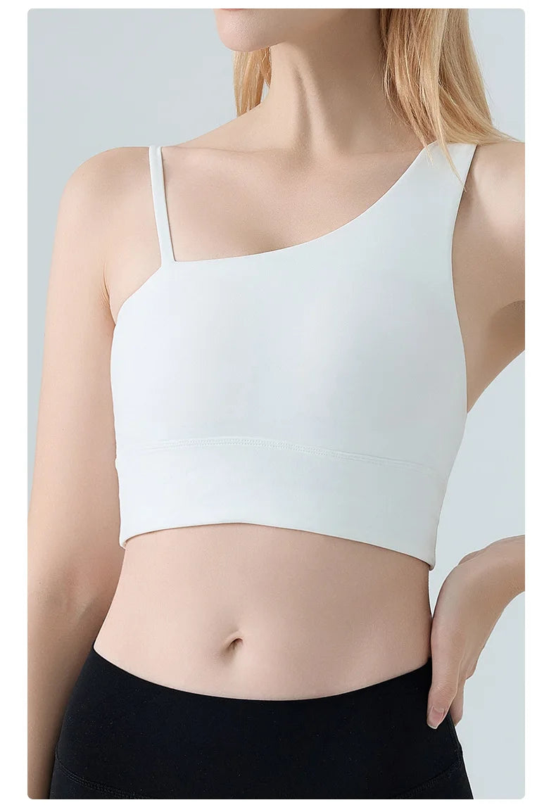 Sports Bra for Women, Shock-absorbing and Anti Sagging Bra, Worn Externally with Chest Cushion, Sloping Shoulder, Fitness Dance