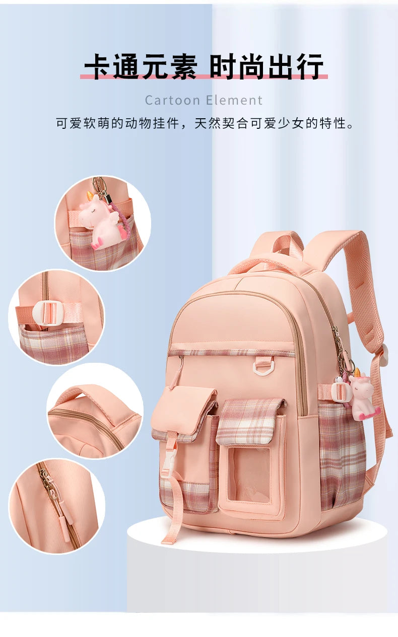 2025 New - Style Schoolbag for Primary School Girls, Suitable for Grades 1, 3 to 6, Child-Friendly, Load-Reducing and Spine