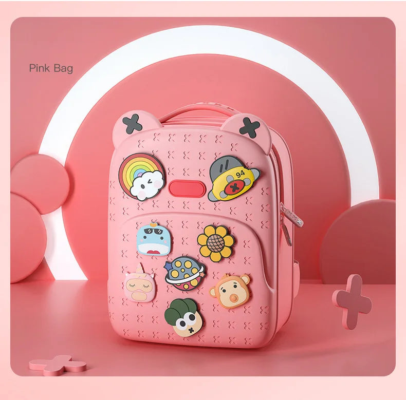 Fashion DIY Cartoon School Bags for Kids Boys Waterproof Children School Backpacks for Girls Kindergarten Kawaii Book Bag Gift