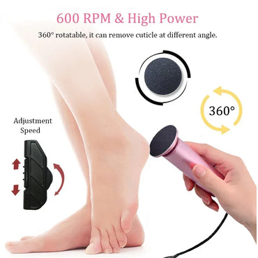 Electric Pedicure Foot File – Callus Remover w/ Sandpaper