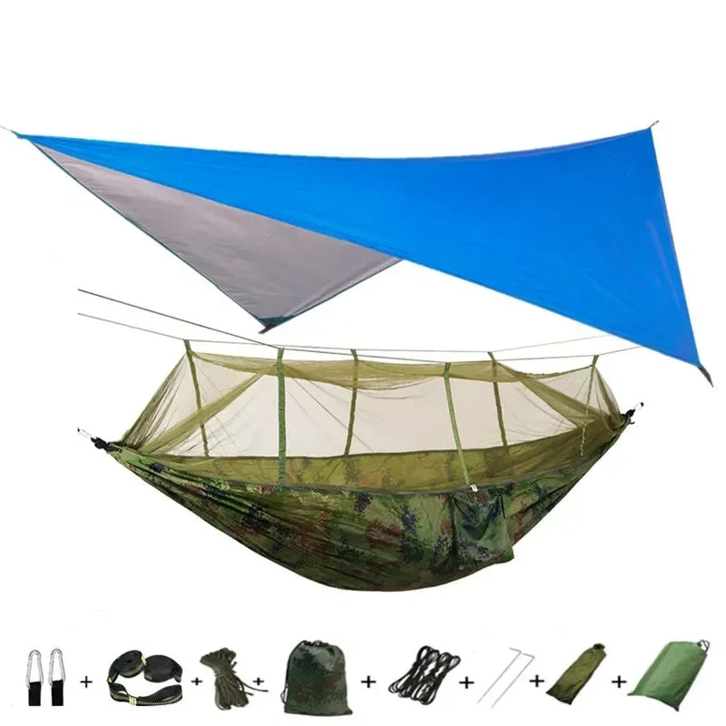 Swallowtail Camping Hammock with Mosquito Net & Rainfly