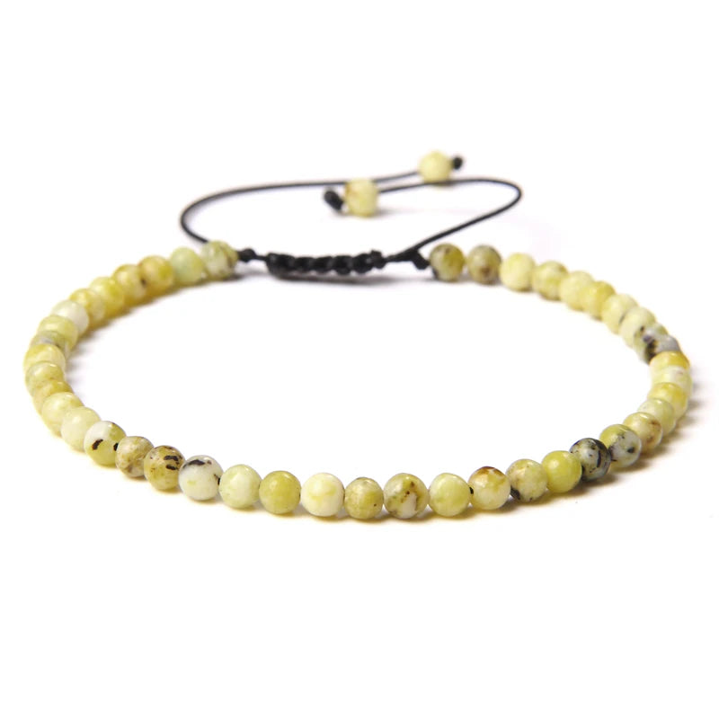 4MM Natural Stone Beaded Bracelet – Adjustable Unisex Quartz
