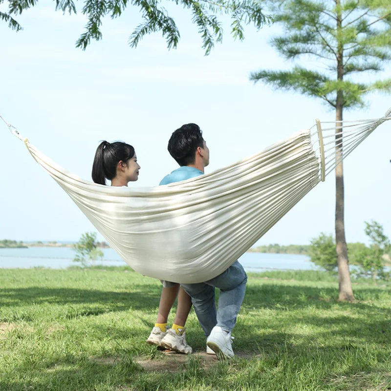Single Person Portable Outdoor Camping Hammock Foldable High-strength Thick Canvas Anti Roll Leisure Sleep Swing Camp Hammock