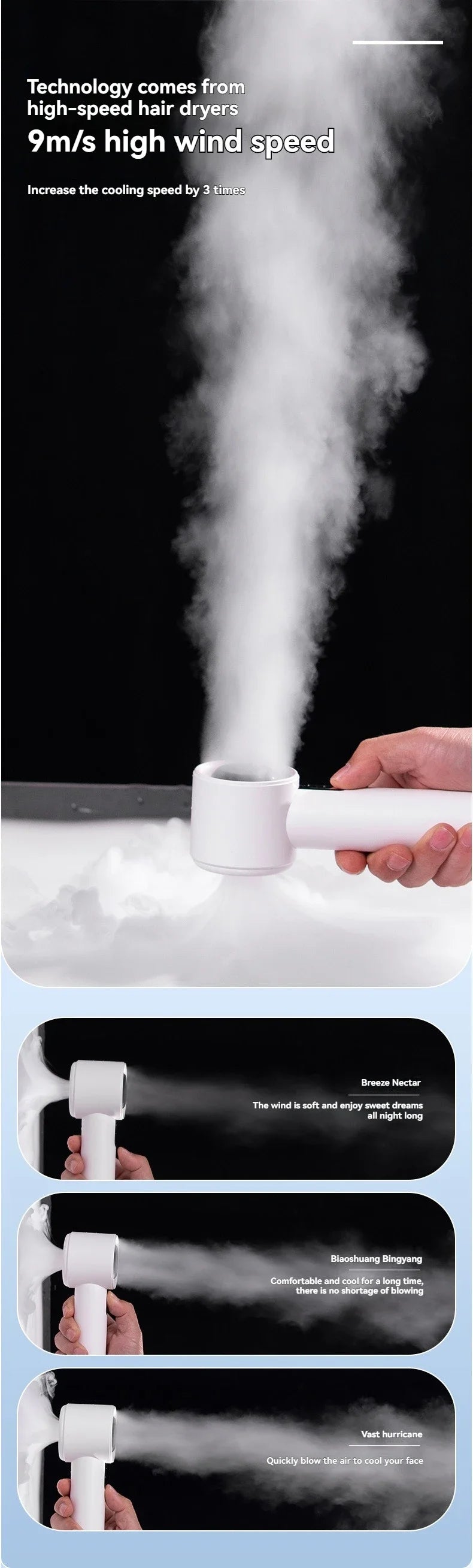 Xiaomi MIJIA Handheld High-speed Fan USB Charge Mini Portable 100 Speed Turbo Violent Small Outdoor Powerful Fan 3000mAh Battery