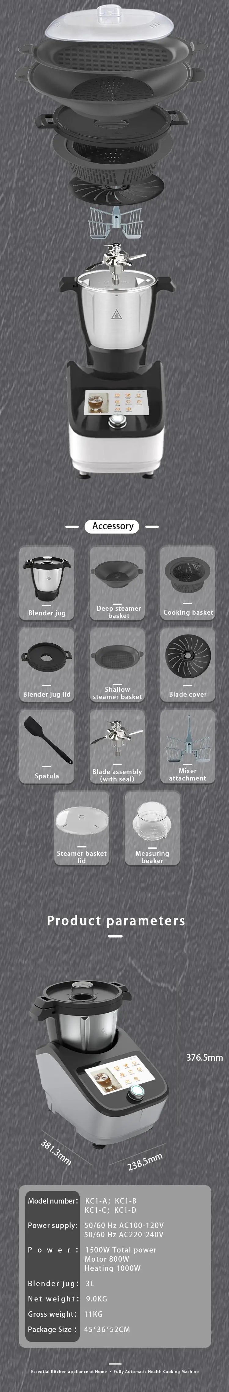 Smart Multifunctional Kitchen Robot - Food Processor for Home, with Precise Temp Control & Versatile Styles