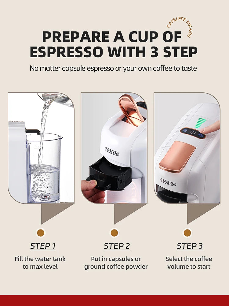 Cafelffe 5-in-1 Capsule Coffee Machine 19Bar