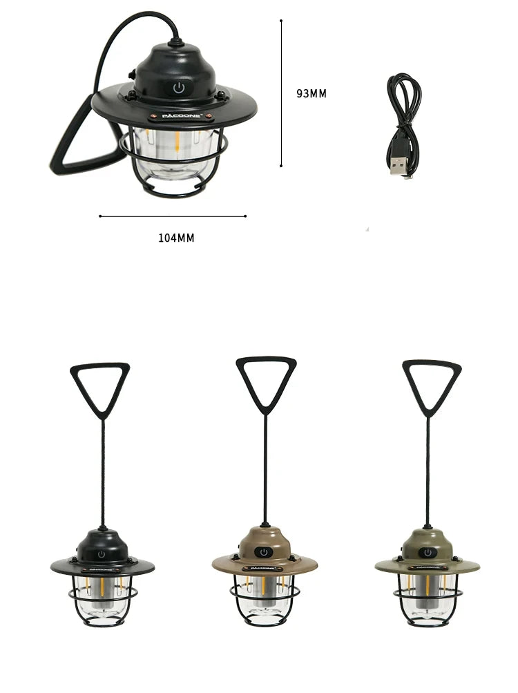 Modern Outdoor Camping Lamp – Dimmable Rechargeable Lantern