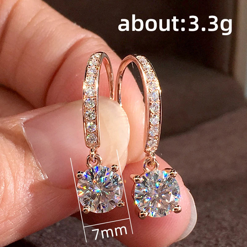 Huitan Rose Gold CZ Dangle Earrings for Women