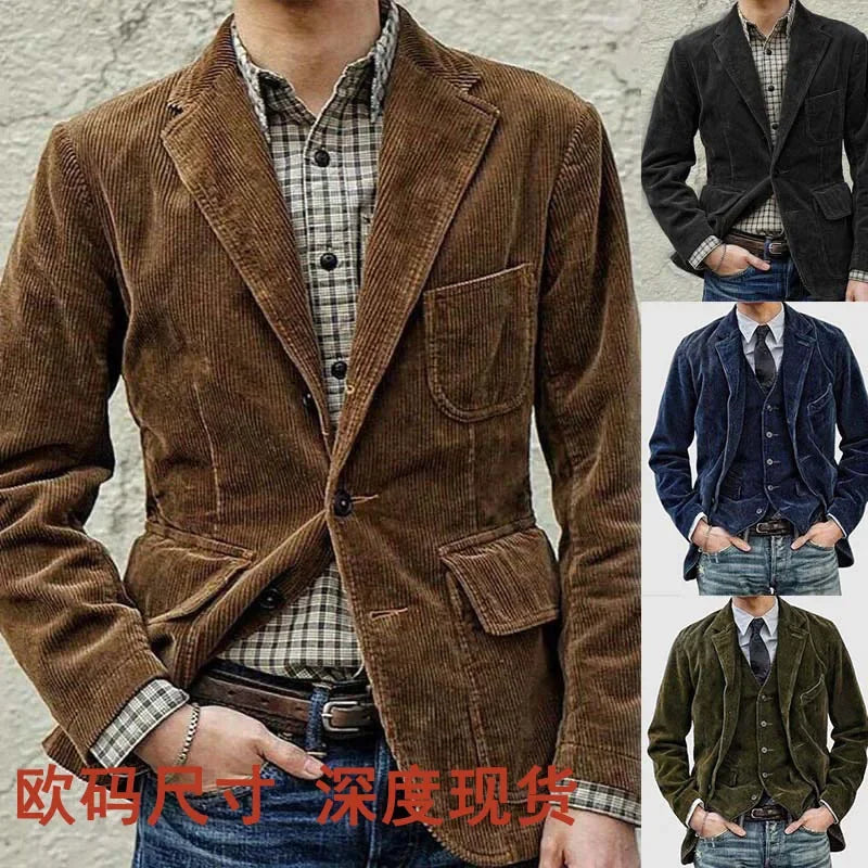 Men’s Corduroy Casual Suit Jacket – Autumn Fashion Coat
