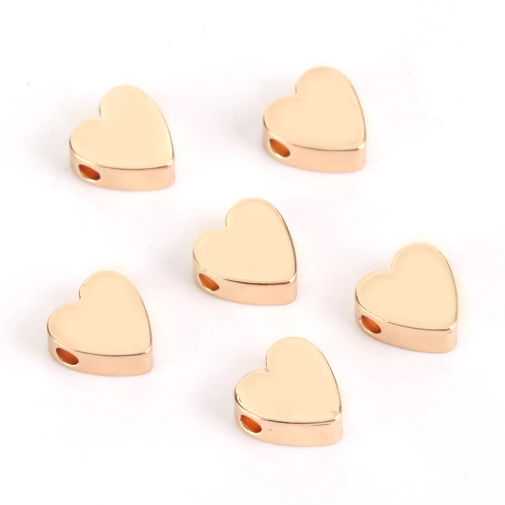 30pcs Gold & Silver Heart Spacer Beads