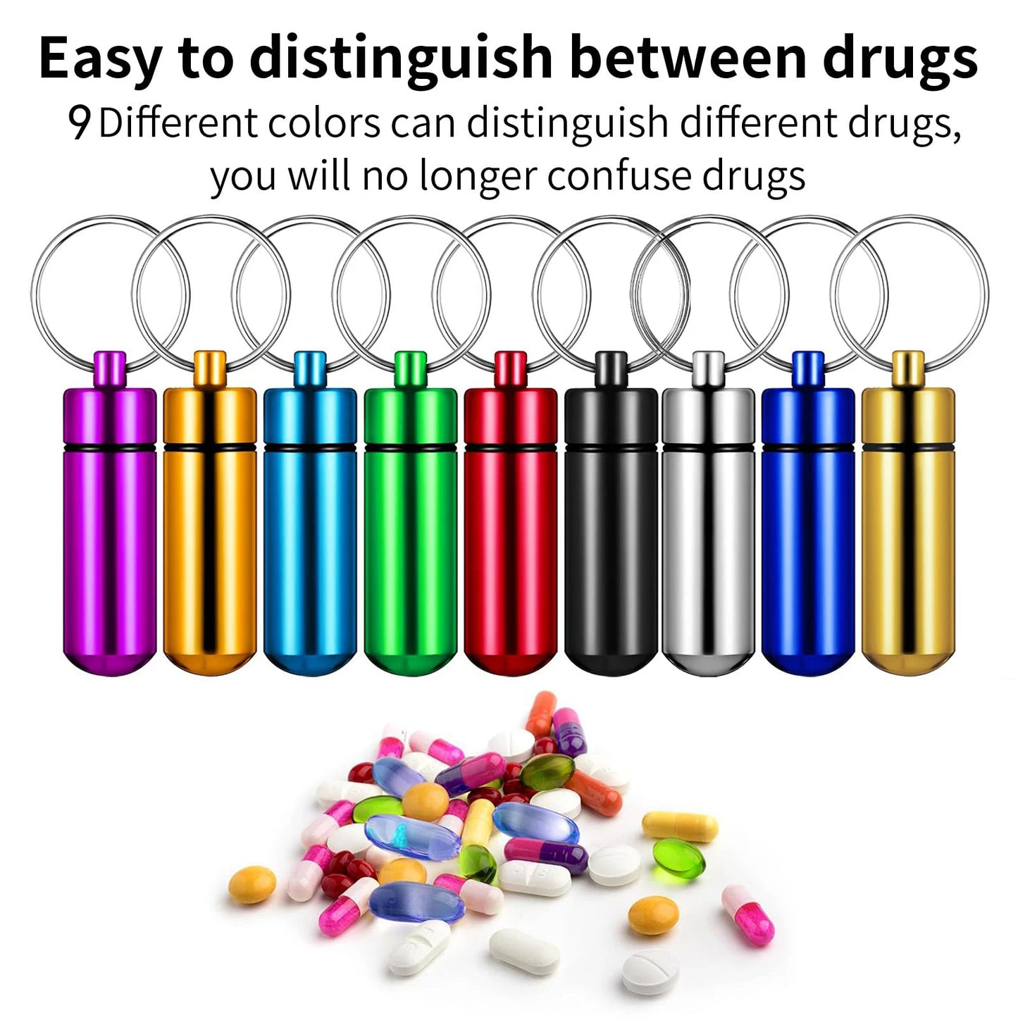Waterproof Aluminum Pill Holder – Keychain Storage Container