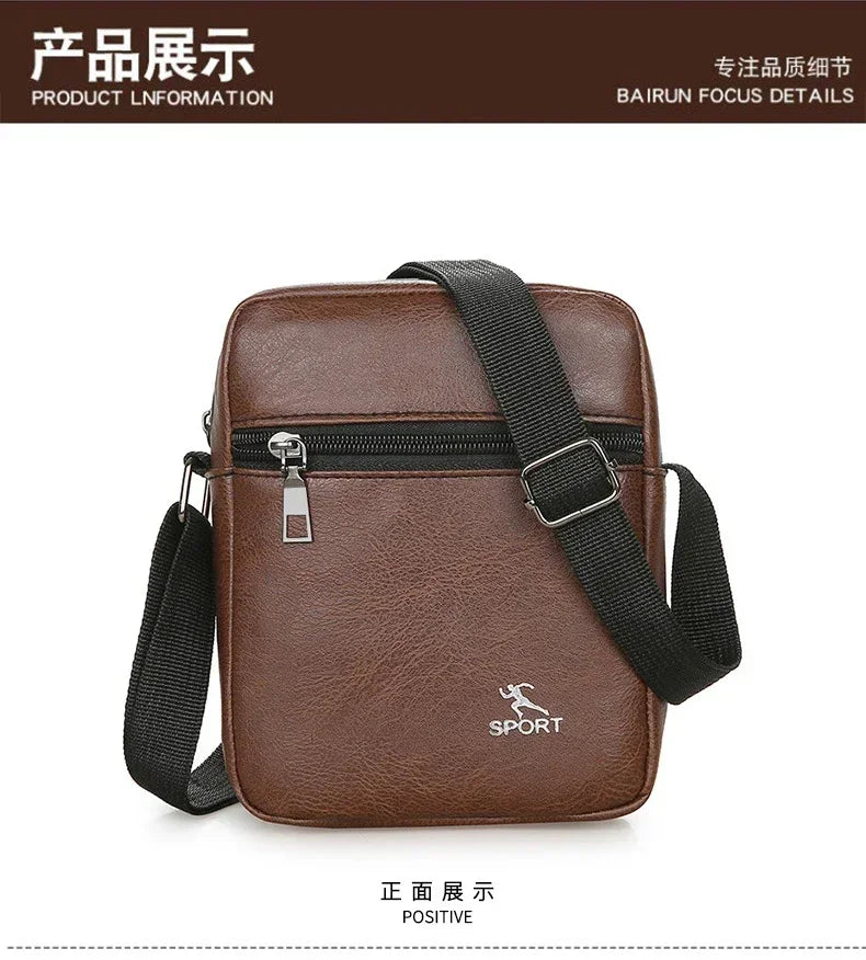 Vintage Messenger Bag Men PU Leather Business Worker Shoulder Bag Brown Black Man Crossbody Bag Male Handbag Gift for Husband